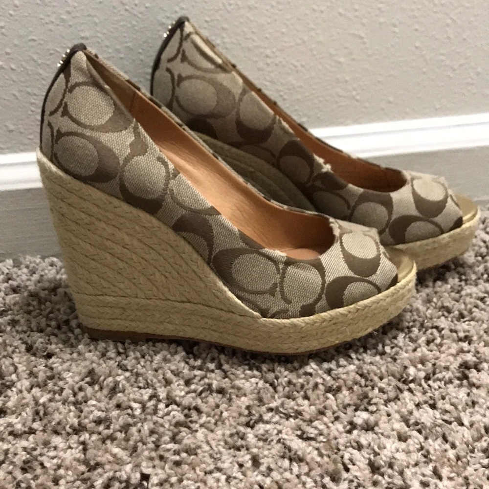 Coach Open Toe Wedges